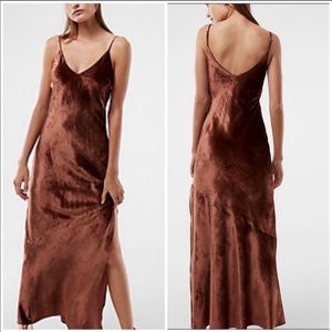 NWT Express Bronze Velvet Maxi Slip dress XS